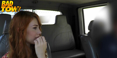 Amateur ginger sucks and rides dick of taxi driver