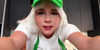 Blonde Barista in Shorts Offered to Rough Fuck Her Hot Holes Instead of Coffee POV