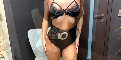 Prepare myself for date night in sexy black lingerie but my stepbrother fucks me hard before go out