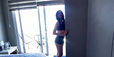 Neighbor fucks me after the gym and leaves cum in my ass and drooling vagina