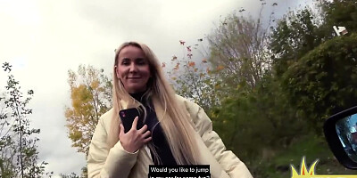 Public POV babe fucked outdoor by sex date after BJ in car