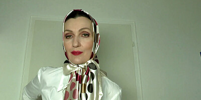 Satin Scarf Satin Headscarf Fashion Show Clip and JOI