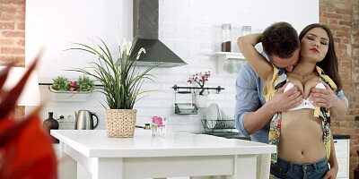 Winsome girl creampied after nice sex with hung boyfriend