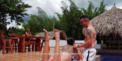 Cheating husband fucks petite blonde outdoors and his wife finds out, cum in my mouth! Naty Delado &amp, Jeanpauloficial