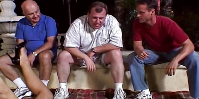 Big titted blonde MILF pussy banged while husband watch