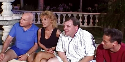 Big titted blonde MILF pussy banged while husband watch