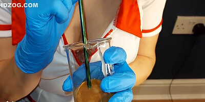 Cfnm Nurse : Slut Wife Swallows Sperm Sample (milking Time)