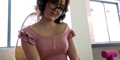 Hot Nerdy teen 18+ Takes A Break From Homework With Her Stepdads Big Dick - Leana Lovings