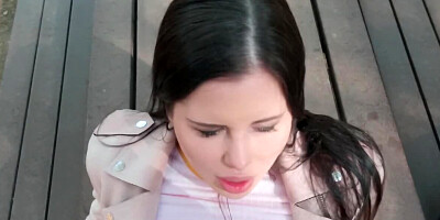 Adorable Euro cutie copulates with stranger in public park
