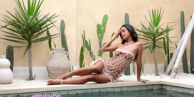 Putri Cinta In Horny Naked Getting Horny On The Poolside