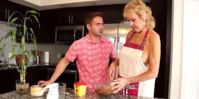 Gilfaf - 72 Year Old Grandma Fucks Stud In Kitchen - Desiree Eden