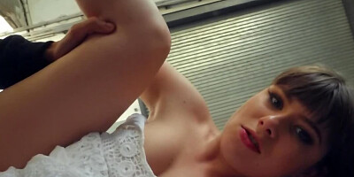 Two amateur lovers are banging in an empty warehouse