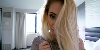 Young blonde chick gets fucked by cameramen's cock in POV style