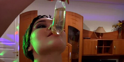 Several lovely ladies are getting drunk at a party and they get loose