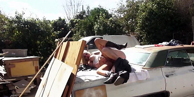 Fucking in the junkyard with a bimbo milf slut