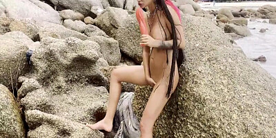 Fucks Her Holes With A Big Dildo & Fingers Prolapse On Coast (free) 11 Min - Monika Fox