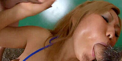 The spectacular Japanese beauty, Rui Akiyama, incredibly sates 2 antsy boners with her versed blowage technique.