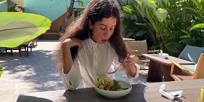 Katty West - I Asked A Friend To Cum On My Face In A Cafe So I Could Eat Food With Sperm - Public Cumwalk 10 Min