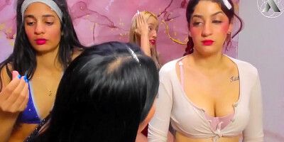 Hot Pussy Licking Show By 4 Horny With Latina Lesbians