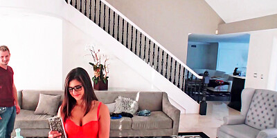 Freaky teen with glasses is licking a hard dick