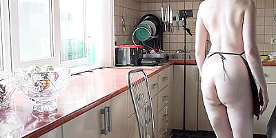 Hot Wife Calls Her Neighbor To Fuck Her When Her Husband Is Not At Home And Gives Him A Blowjob In The Kitchen While Sh