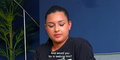 Curvy South American craves sucking a big beefy dick in the middle of a casting