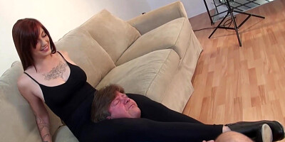 Boss fires girl and he gets scissored because of it