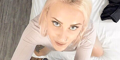 Full-breasted Blond Hair Lady Hitches Ride On A Big