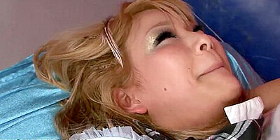 Uncensored XXX JAV of Blonde Rina Umemiya Being Pleasured by Two Men Simultaneously.