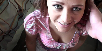 Teen lover leads guy to orgasm making him insert plug in booty