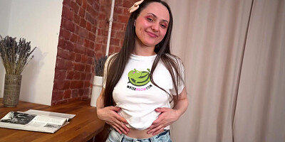 Skinny Petite 18yo gets a bit Awkward in Front of the Camera for Perfect18