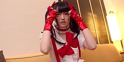 She is held in place, her head is held down, and the electric massager is applied to the back of her throat.