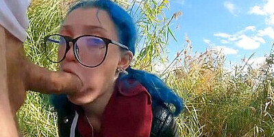 Mia Elfie - Blue-haired Cutie With A Butt Plug, Loves To Have Sex And Suck Dick Near The River