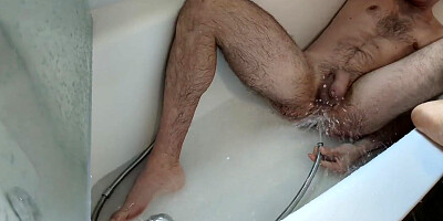 Casually Teasing My Scrotum And Anus With A Waterjet :)