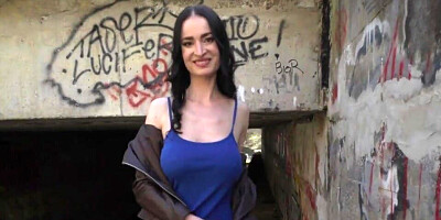 Busty woman is approached by the rich public agent
