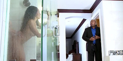 Ebony sweetie named Anya Ivy gets rammed under the shower