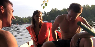 Cute Broad Enjoys MMF Threesome Fuck in the Boat