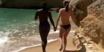 White and black females moan while man fucks them