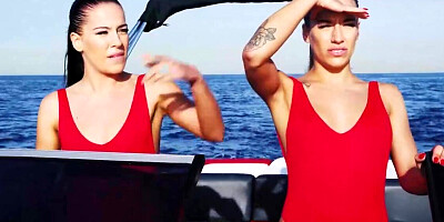 Guy saved by twin lifeguards and lured into anal threeway