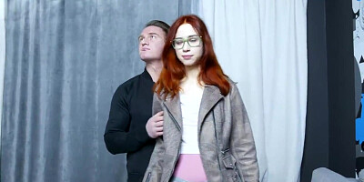 Handsome guy fucks skinny redhead on a first date