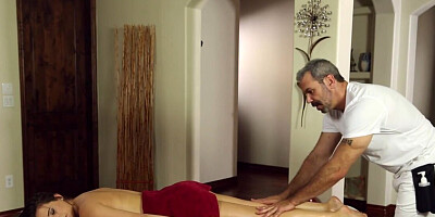Busty brunette Ashley Adams gets a big dick after the massage