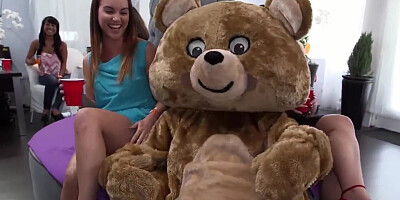 Dancing bear using his hard dick to entertain bitches