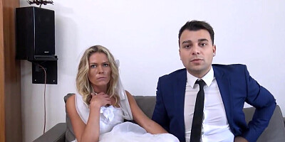 Married blonde pay off the debt by having cuckold sex