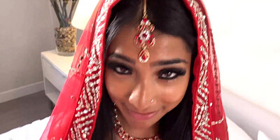 Tattooed Indian bride is reading to please her man