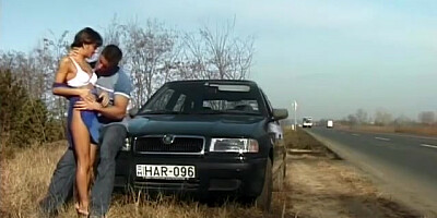 Street anal fuck next to car