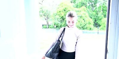 Luna Fae gets naked and takes a big cock at first porn casting