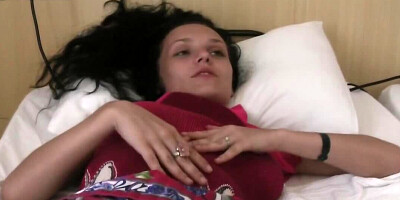 Charming amateur brunette is filmed while sucking cock