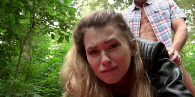 Teen slut gets fucked in the forest in front of the camera