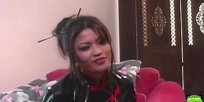 Latex Wearing Asian Vixen Gets Everything She Wants From Her Hot Petite Lesbian Servant