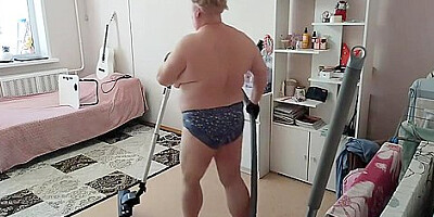 Camera Filmed Stepmother-in-law Naked Cleaning